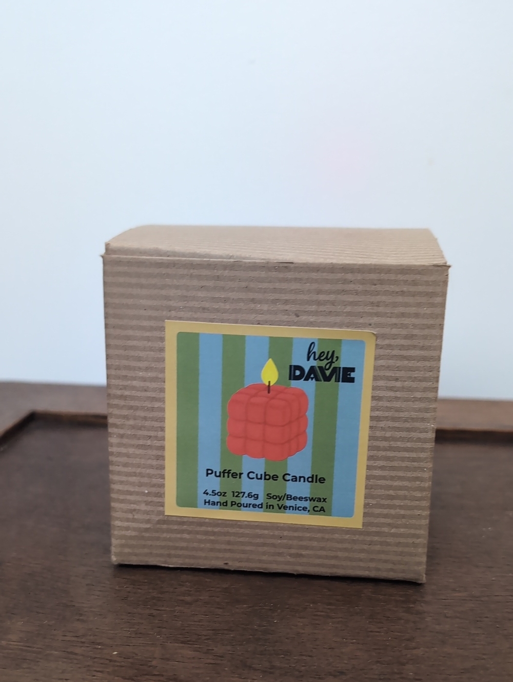 NWT Hey Davie Coral Puffer Cube Candle Hand-poured Unscented 2.25" X 2.2 5" cube